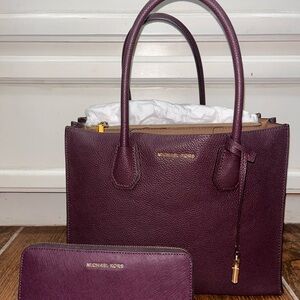 Michael Kors Purple Leather Tote Bag